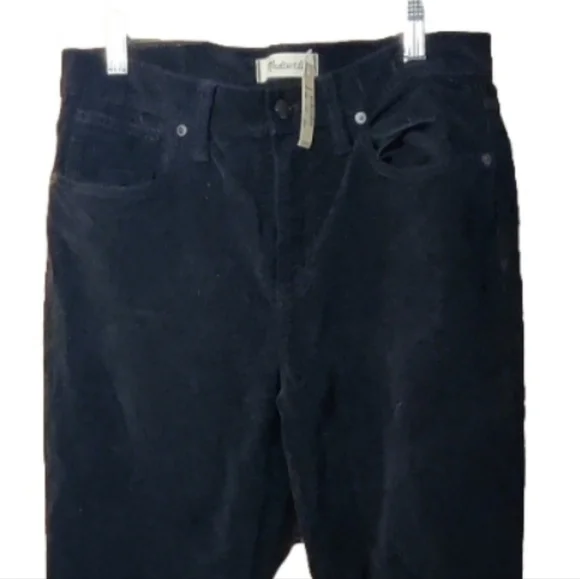 Madewell 9" Super Skinny Black Velvet Jeans NWT Size 29 - Picture 2 of 7